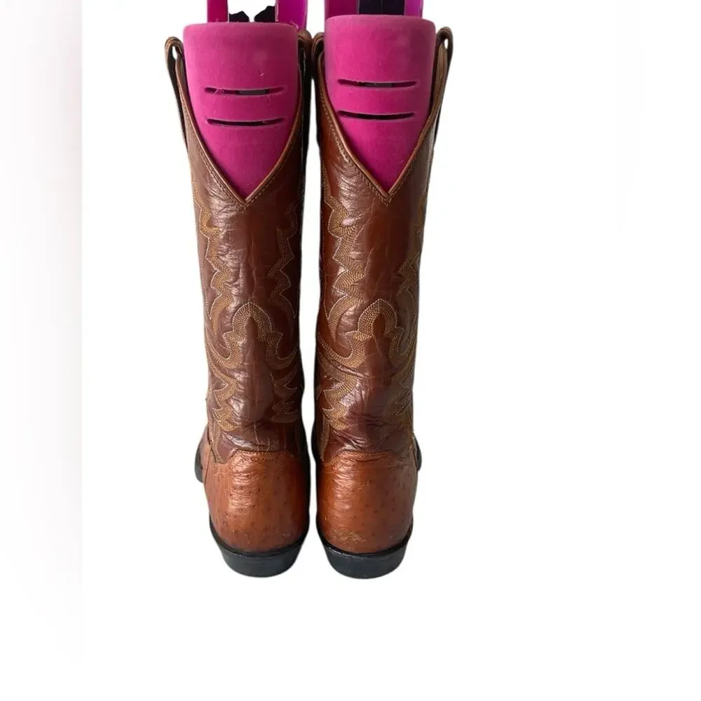 Panhandle Slim Cream Western Ostrich Boots Size:7D